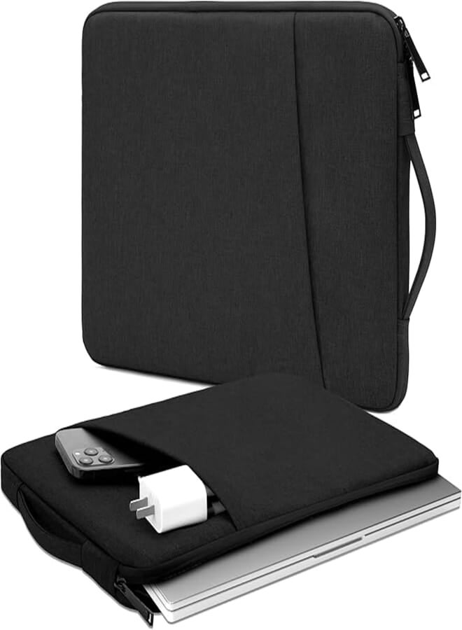 Arae Laptop Sleeve Case 15.6 inch Compatible with HP, ASUS, Lenovo, Acer, Notebook, Carrying Computer Bag Accessories Polyester Case with Pocket,Black